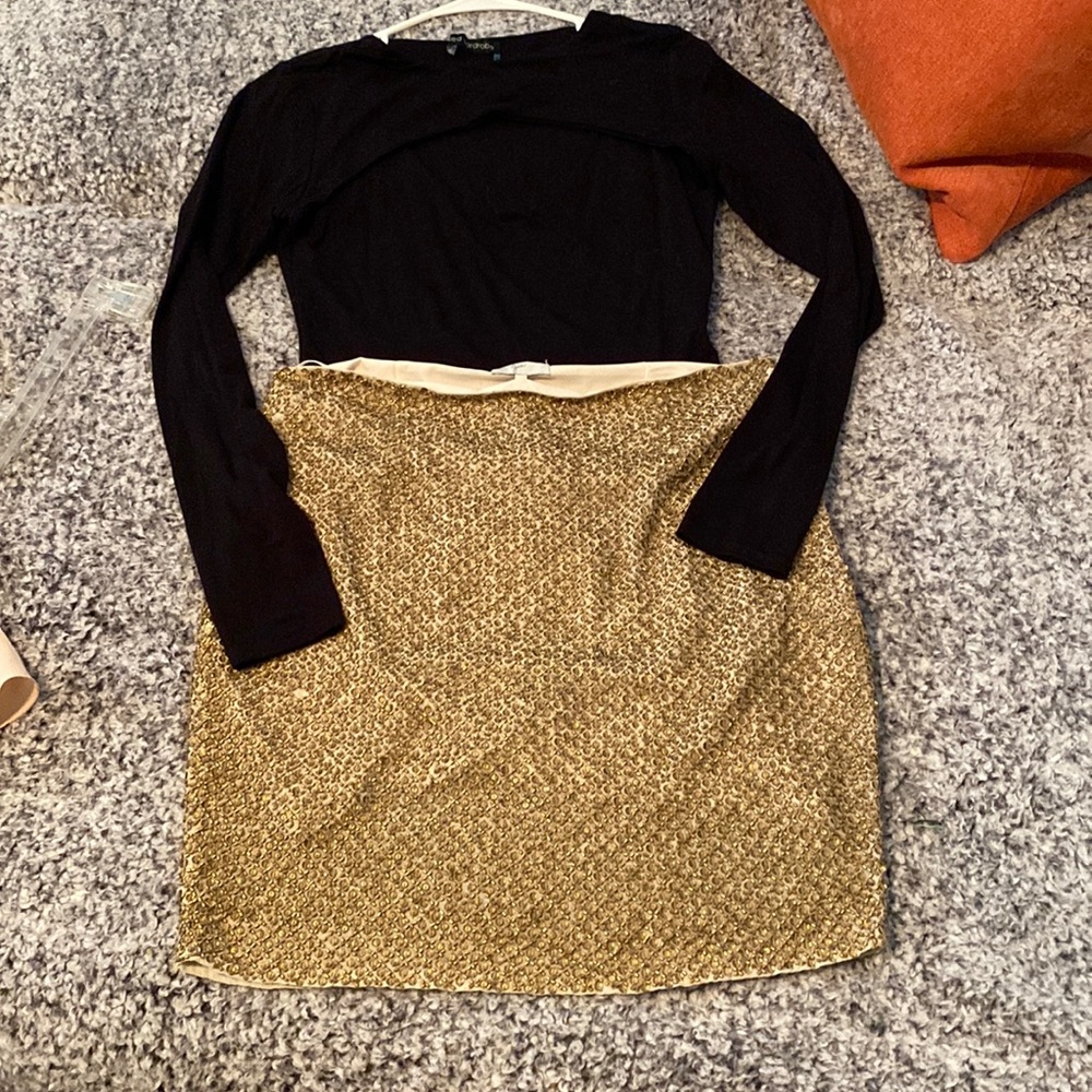 Joie Gold Beaded Minnie holiday Christmas skirt Nordstrom size medium